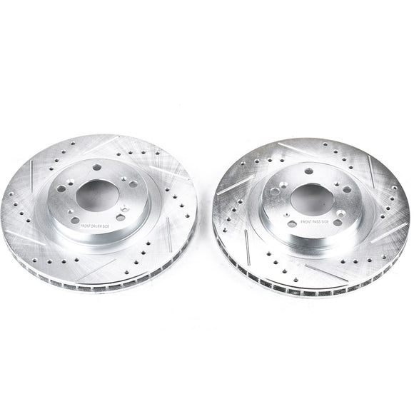 PowerStop Evolution Drilled Slotted Rotors Pair Front For Acura RSX