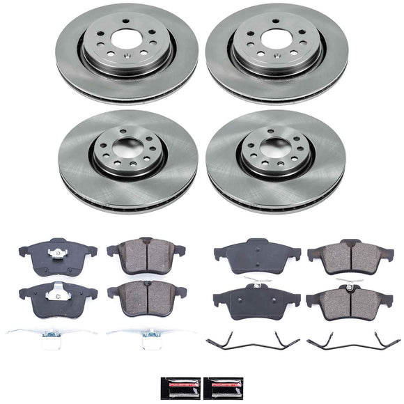 PowerStop OE Stock Replacement Low-Dust Ceramic Brake Pad and Rotor Kit