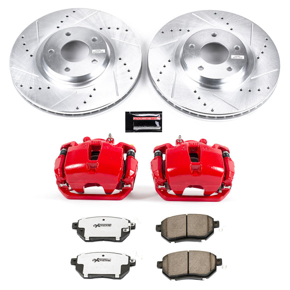 PowerStop Z26 Street Performance Ceramic Brake Pad, Drilled Slotted Rotor, and C