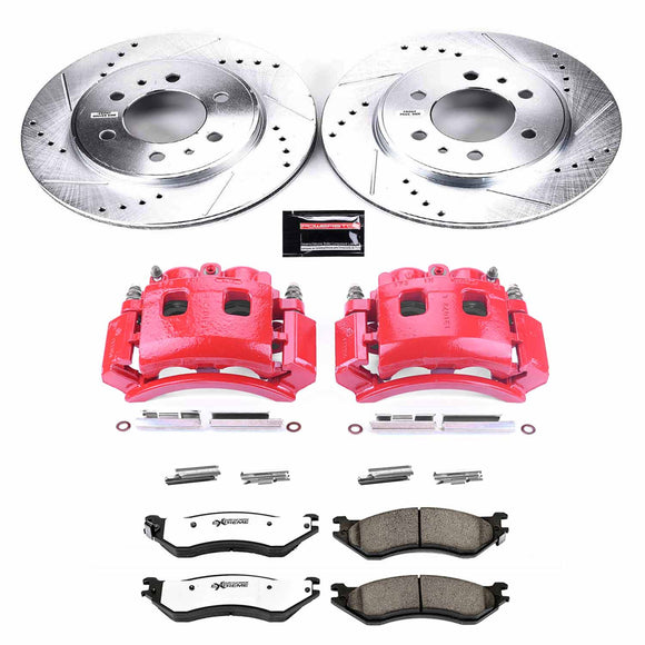 PowerStop Z36 Truck and SUV Ceramic Brake Pad, Drilled & Slotted Rotor, and Cali