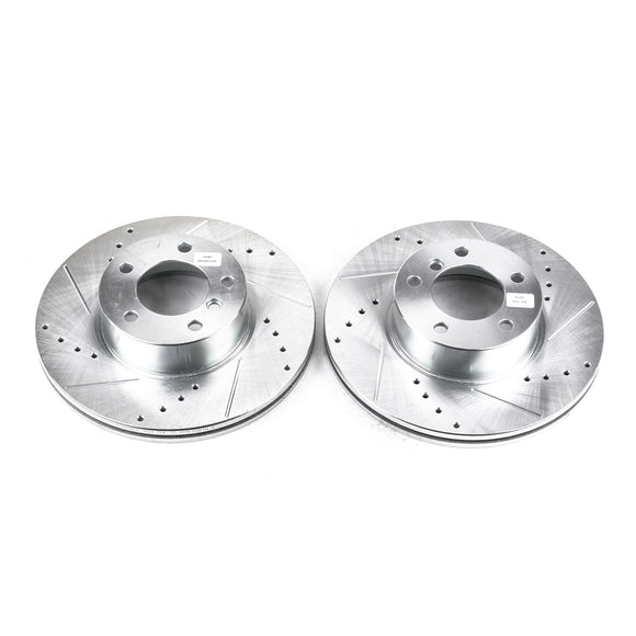 PowerStop Evolution Drilled Slotted Rotors Pair Front For BMW 328xi