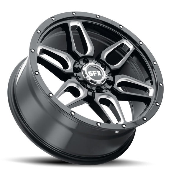 17x8.5 G-FX TR-18 Gloss Black Milled 5x127 ET12 wheel/rim