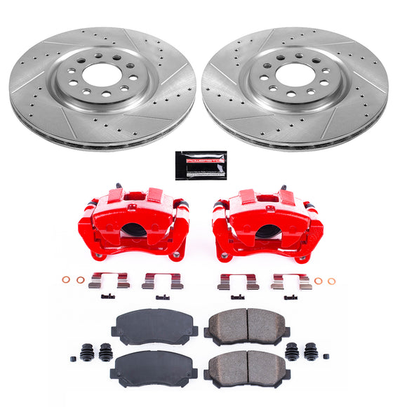 PowerStop Z23 Daily Driver Carbon-Fiber Ceramic Pads Drilled & Slotted Rotor & C