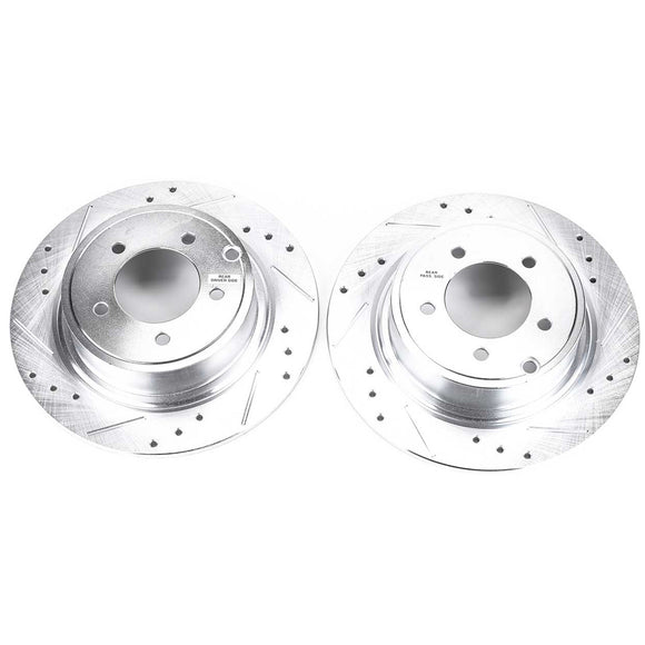 PowerStop Evolution Drilled Slotted Rotors Pair Rear For Chrysler Sebring