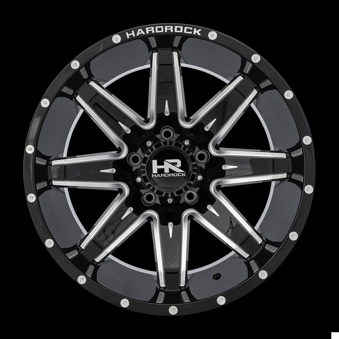 20x12 Hardrock Painkiller XPosed Gloss Black Milled 5x150 ET-44 wheel/rim