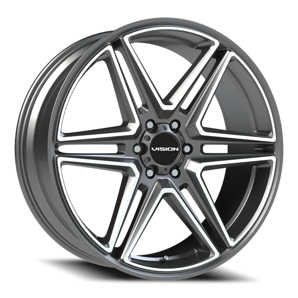 24x9.5 Vision 476 Wedge Gun Metal Machined Face Wheel 6x139.7 ET30 CB78.1