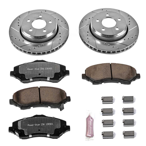 PowerStop Z36 Carbon-Fiber Ceramic Brake Pad with Drilled and Slotted Rotor Kit