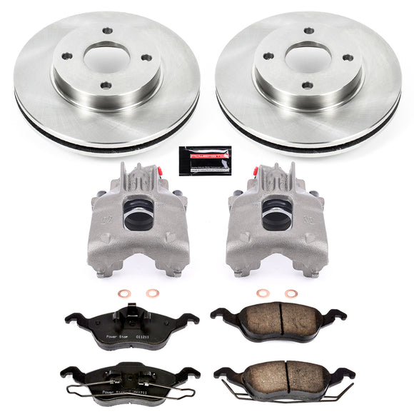 PowerStop OE Stock Replacement Low-Dust Ceramic Brake Pad, Rotor and Caliper Kit