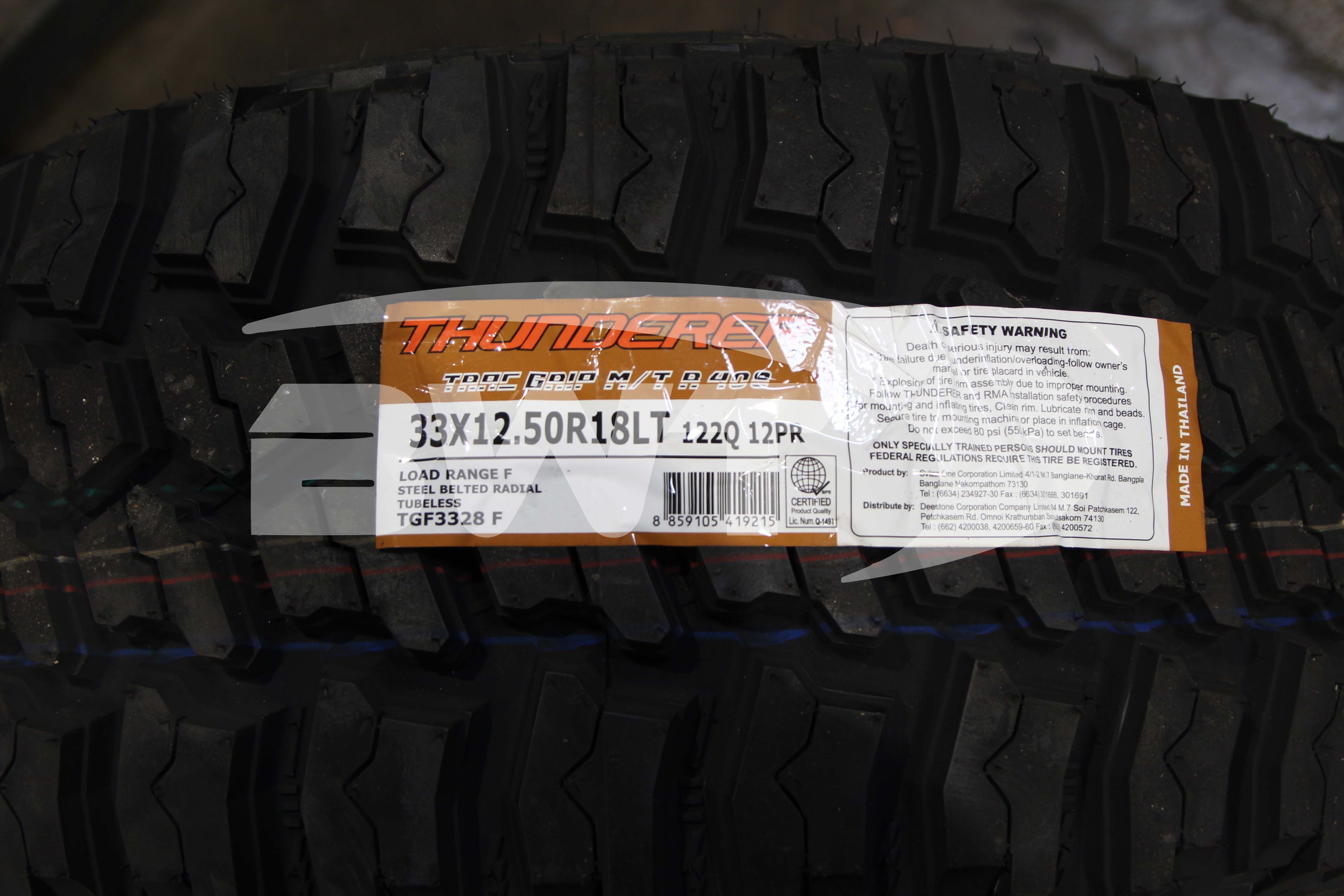 Thunderer TRAC GRIP M/T Tire(s) 33X12.5R18 LRF 122Q BSW 33125018 Mud