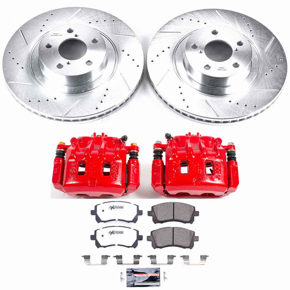 PowerStop Z26 Street Performance Ceramic Brake Pad, Drilled Slotted Rotor, and C