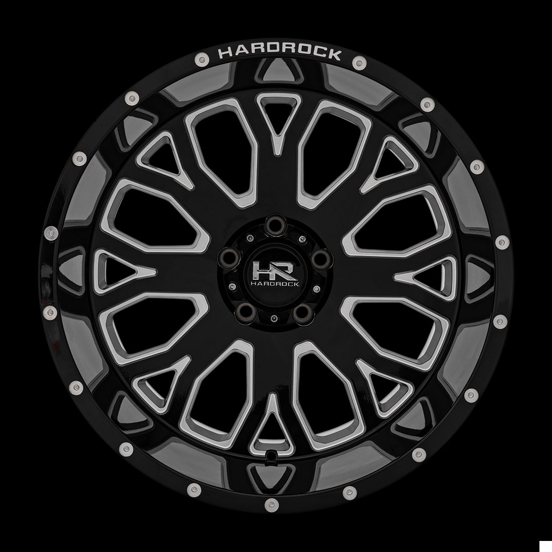 20x12 Hardrock Slammer XPosed Gloss Black Milled 5x139.7 ET-44 wheel/rim