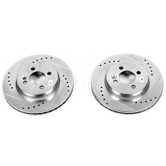 PowerStop Evolution Drilled Slotted Rotors Pair Front For Mini Cooper