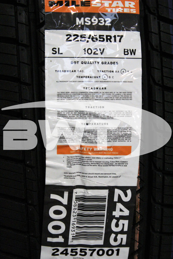 225/65R17 Milestar MS932 Sport 102V BSW SL 225 65 17 2256517