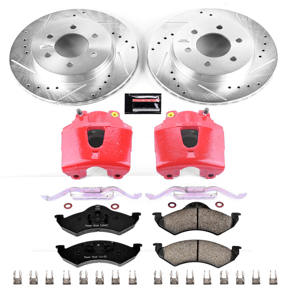 PowerStop Z23 Daily Driver Carbon-Fiber Ceramic Pads Drilled & Slotted Rotor & C