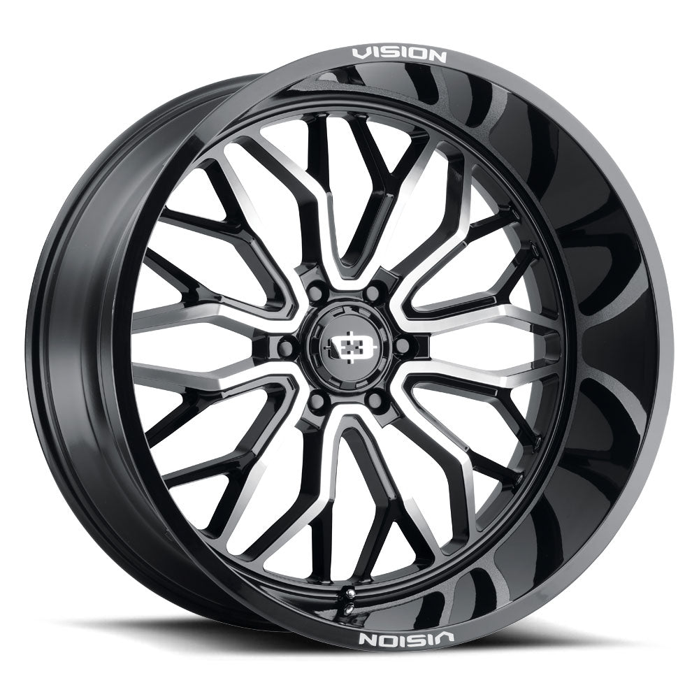 18x9 Vision 402 Riot Gloss Black Machined Face 5x127 5x5 ET12 Wheel Rim