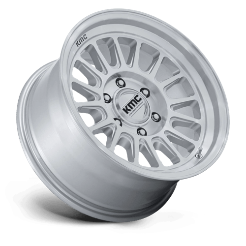 18x9 KMC KM733 Impact FFT Gloss Silver Machined Face 8x165.1 ET0 CB125.1 Wheel