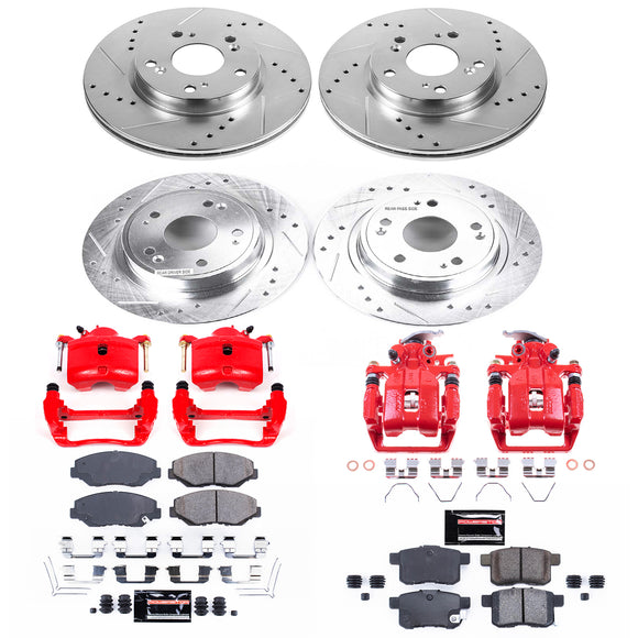 PowerStop Z23 Daily Driver Carbon-Fiber Ceramic Pads Drilled & Slotted Rotor & C