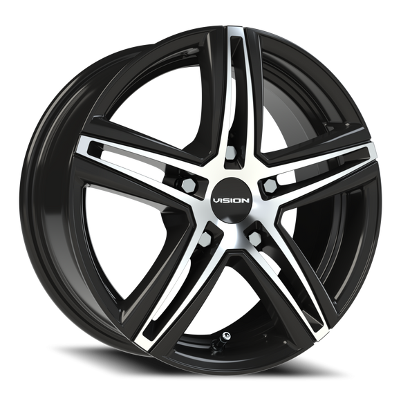 15X6.5 Vision 640 Nitrous Gloss Black Machined Face 5x114.3 5x4.5 ET38