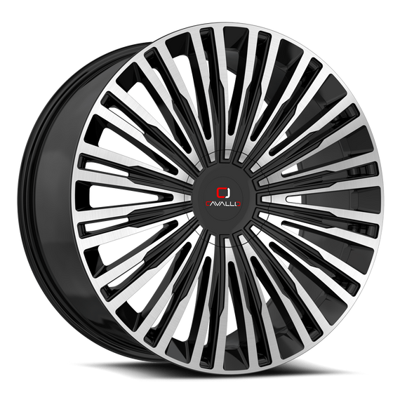 22x9.5 Cavallo CLV-48 Gloss Black Machined 5x115/120 ET15 wheel/rim