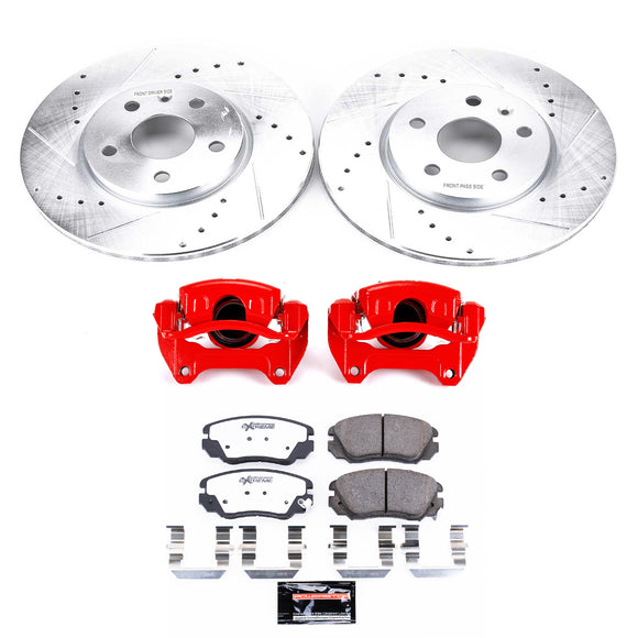PowerStop Z26 Street Performance Ceramic Brake Pad, Drilled Slotted Rotor, and C