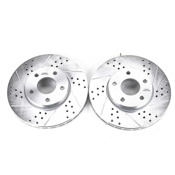 PowerStop Evolution Drilled Slotted Rotors Pair Front For Volvo S40