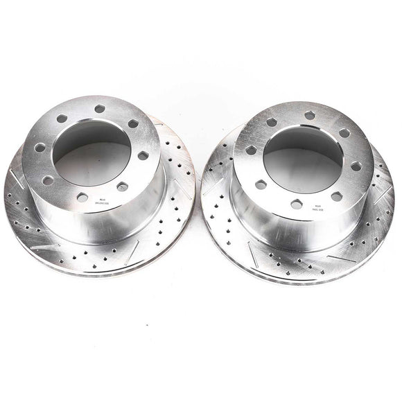 PowerStop Evolution Drilled Slotted Rotors Pair Rear For Chevy Silverado 3500