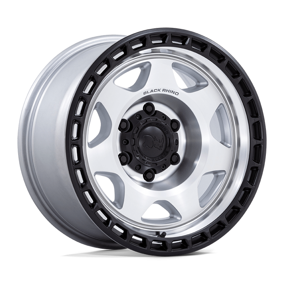 17x8.5 Black Rhino BR018 Voyager Silver Face Matte Black Lip 5x127 ET-10 Wheel