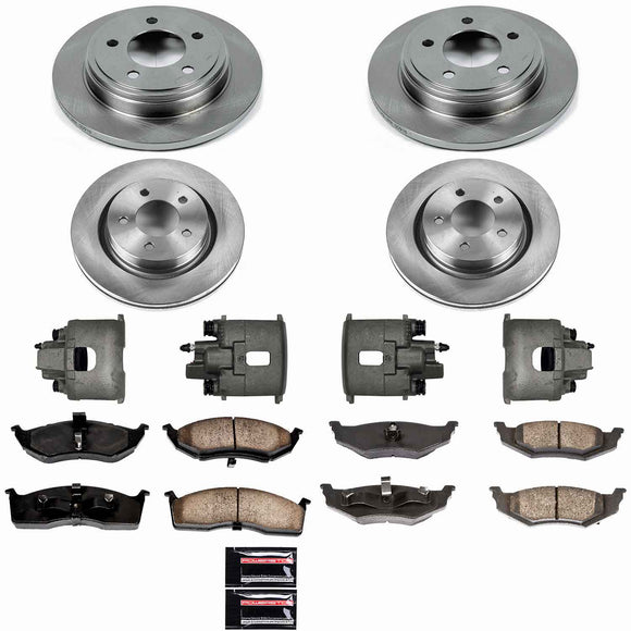 PowerStop OE Stock Replacement Low-Dust Ceramic Brake Pad, Rotor and Caliper Kit