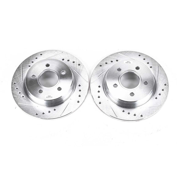 PowerStop Evolution Drilled Slotted Rotors Pair Rear For Ford Focus