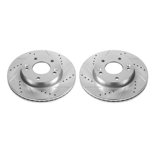 PowerStop Evolution Drilled Slotted Rotors Pair Front For Kia Soul