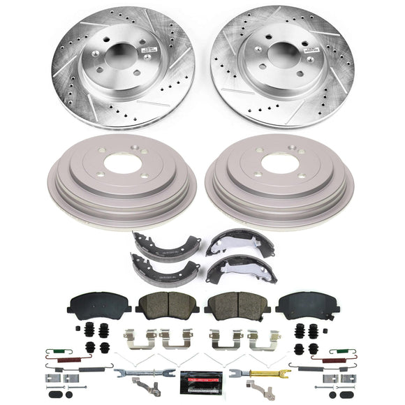 PowerStop Z36 Ceramic Brake Pads with Drilled Slotted Rotors and Drum Shoe Kit