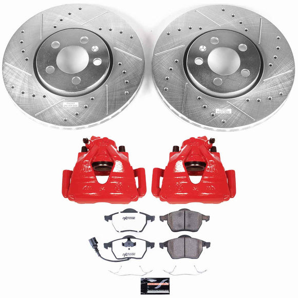 PowerStop Z26 Street Performance Ceramic Brake Pad, Drilled Slotted Rotor, and C