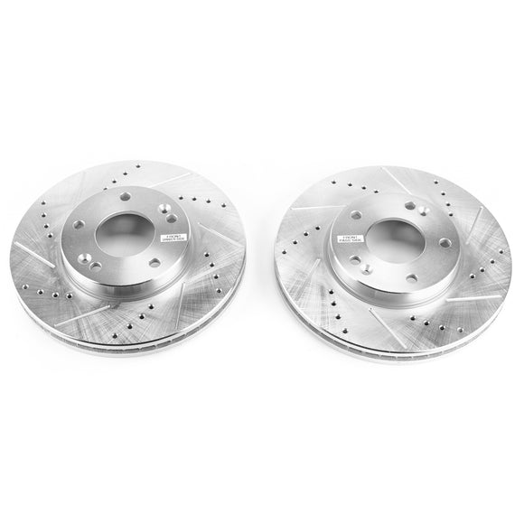 PowerStop Evolution Drilled Slotted Rotors Pair Front For Kia Rondo