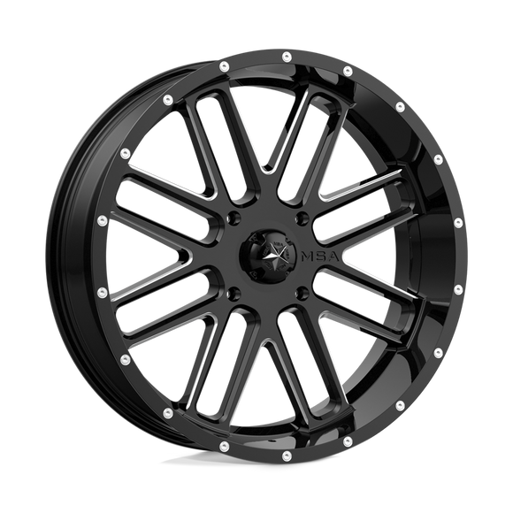 22X7 MSA Offroad Wheels Bandit Gloss Black Milled Wheel/Rim 4x156 ET0