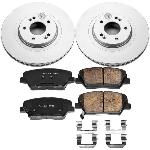 PowerStop Genuine Geomet Coated Rotor and Low-Dust Ceramic Brake Pad Kit