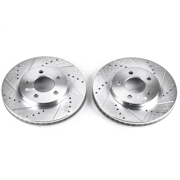 PowerStop Evolution Drilled Slotted Rotors Pair Front For Ford Mustang