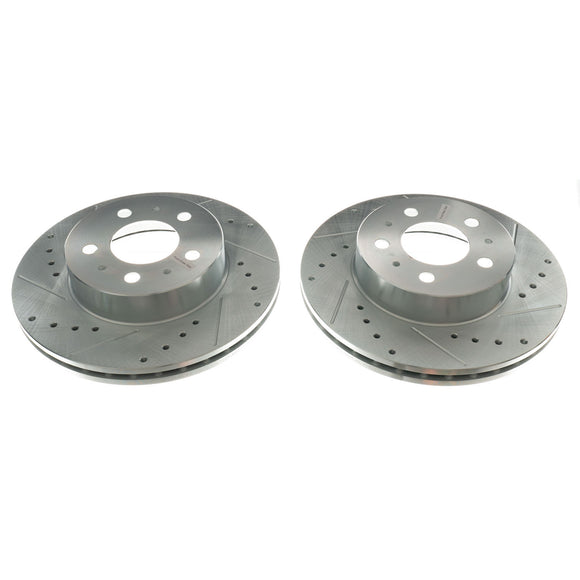 PowerStop Evolution Drilled Slotted Rotors Pair Front For Ford Crown Vic
