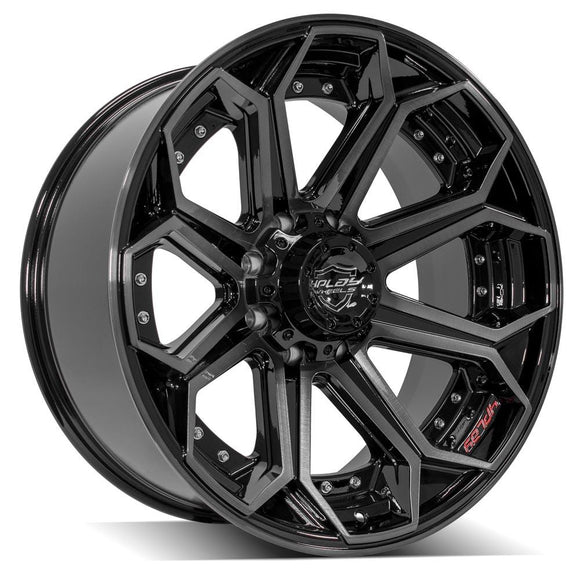 4Play Gen2 4P80R 22x10 Black Brushed Face Tinted Wheel 8x180 ET-24 CB124.1
