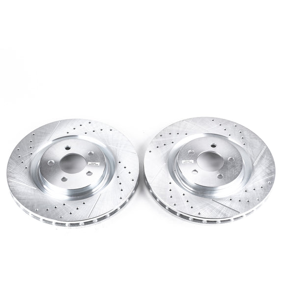 PowerStop Evolution Drilled Slotted Rotors Pair Front For Ford Mustang