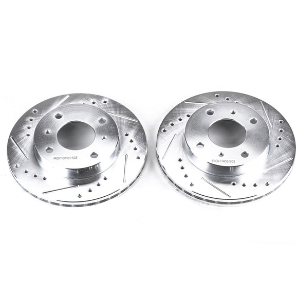 PowerStop Evolution Drilled Slotted Rotors Pair Front For Nissan 240SX