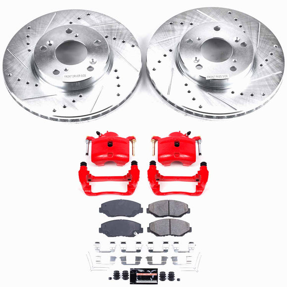 PowerStop Z23 Daily Driver Carbon-Fiber Ceramic Pads Drilled & Slotted Rotor & C