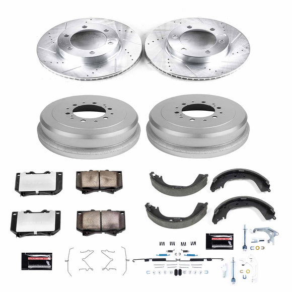 PowerStop Z36 Ceramic Brake Pads with Drilled Slotted Rotors and Drum Shoe Kit