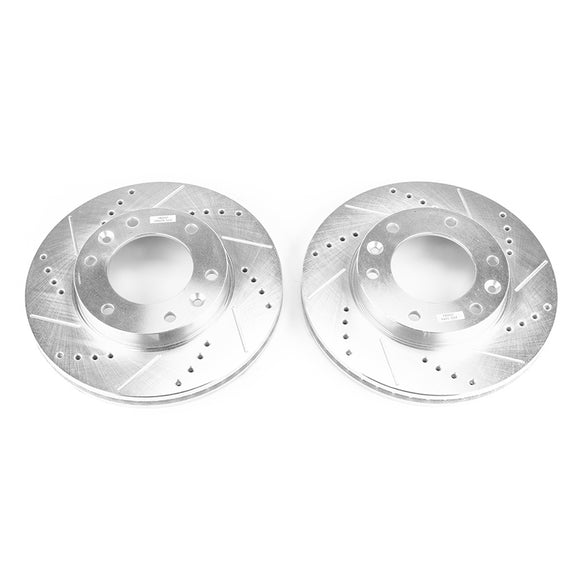 PowerStop Evolution Drilled Slotted Rotors Pair Front For Kia Sedona