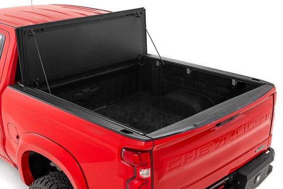 Rough Country Hard Tri-Fold Flip Up Bed Cover 5'10" For Chevy GMC 1500 19-23