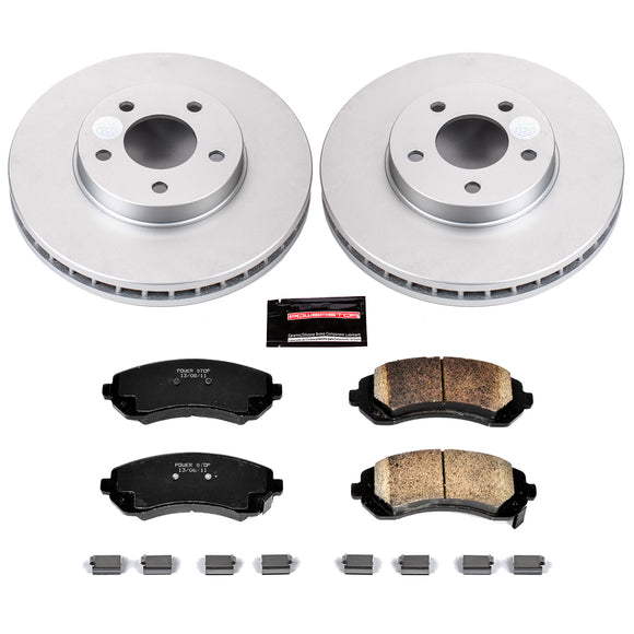 PowerStop Genuine Geomet Coated Rotor and Low-Dust Ceramic Brake Pad Kit