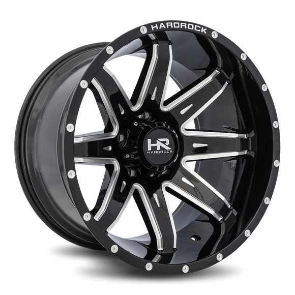 20x12 Hardrock Painkiller XPosed Gloss Black Milled 6x139.7 ET-44 wheel/rim