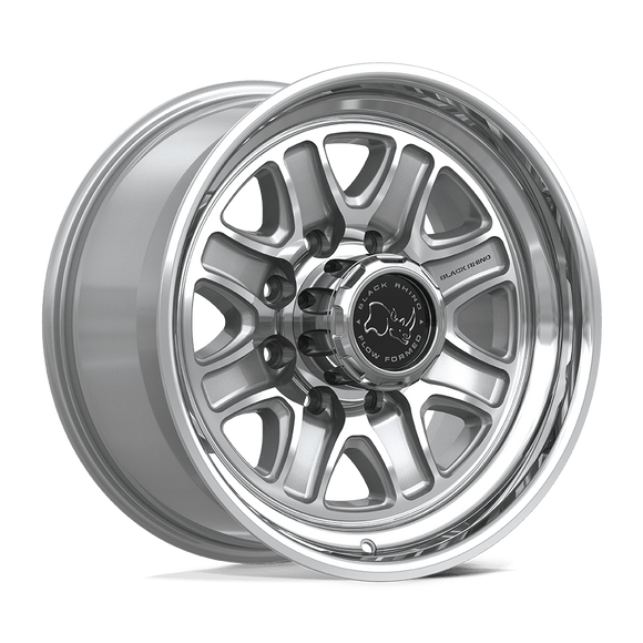 18x9 Black Rhino BR032 Echo Gloss Silver Machined Face 8x180 ET12 CB124.2 Wheel