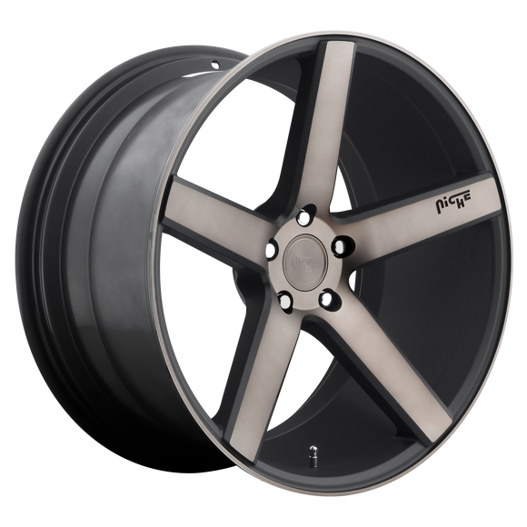 19x8.5 Niche Milan Black & Machined Wheel/Rim 5x114.3 5-114.3 19-8.5