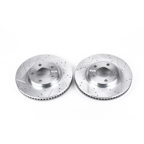 PowerStop Evolution Drilled Slotted Rotors Pair Front For Cadillac DeVille