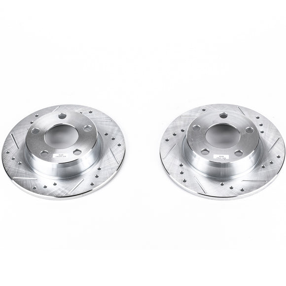 PowerStop Evolution Drilled Slotted Rotors Pair Rear For Audi A6 Quattro